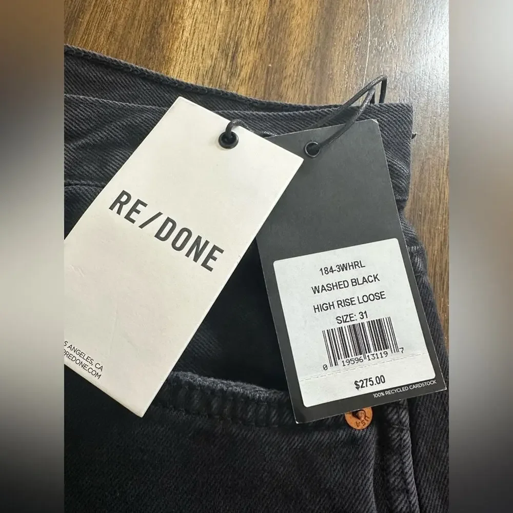 NWT‎ RE/DONE Denim 90’s High Rise Loose in Washed Black Size 31